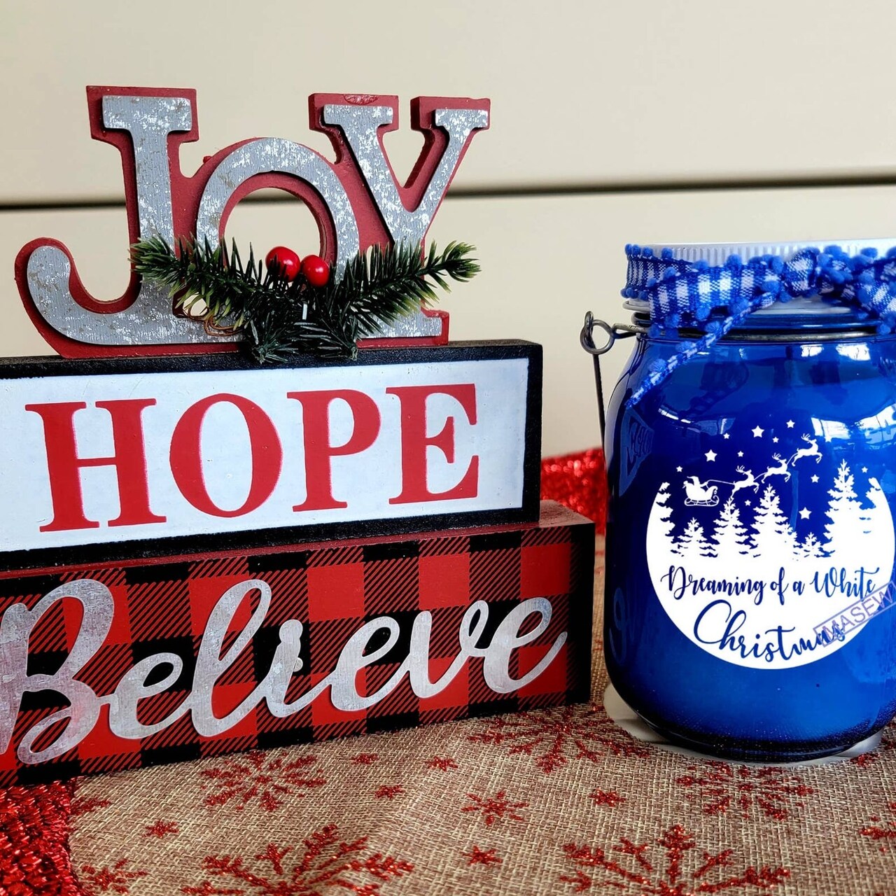 Edge Collections - Blue - Festive Christmas Soy Wax Candle - 1 Piece